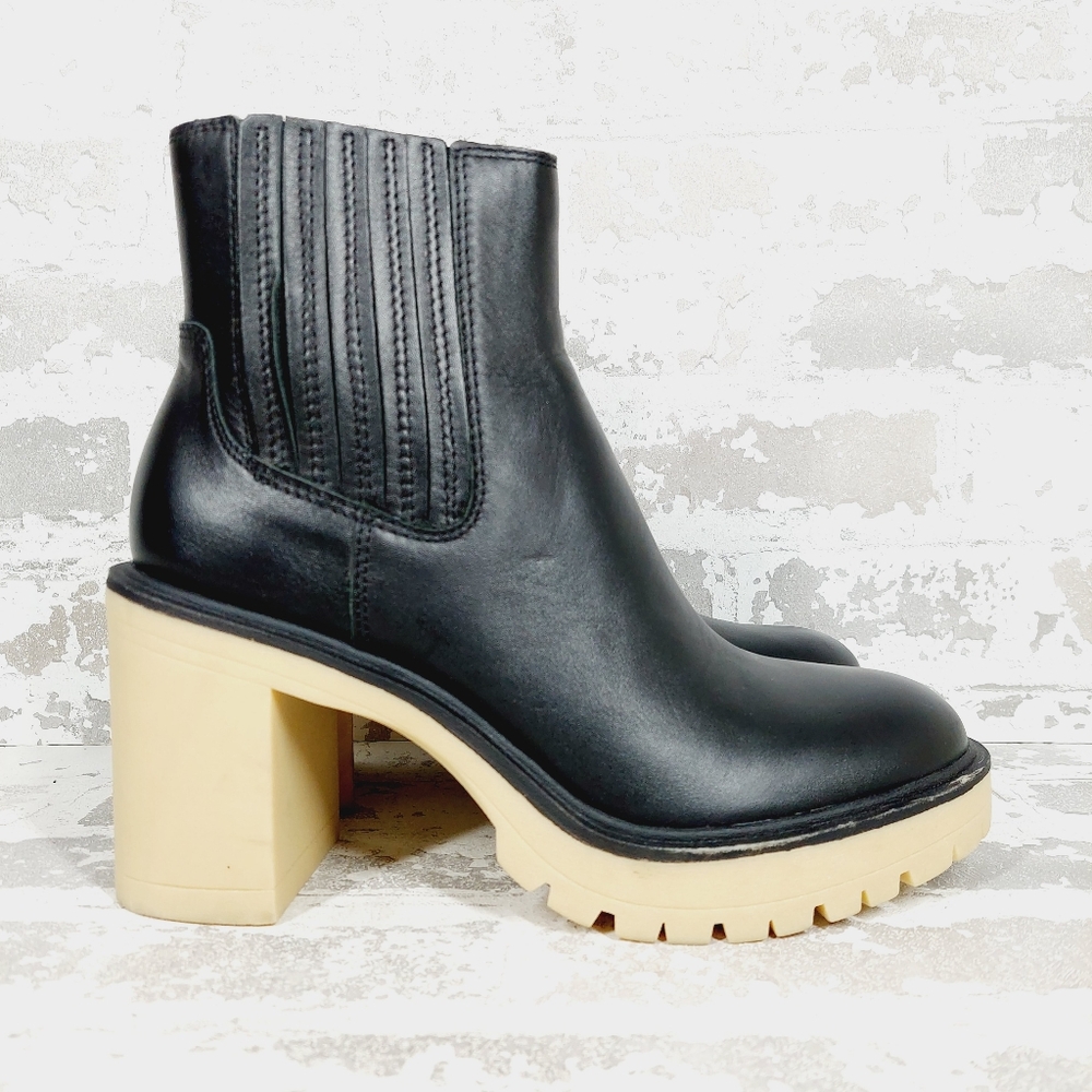 New Dolce Vita Caster NH2o Black Leather Block Heel Booties A778 - Picture 4 of 12